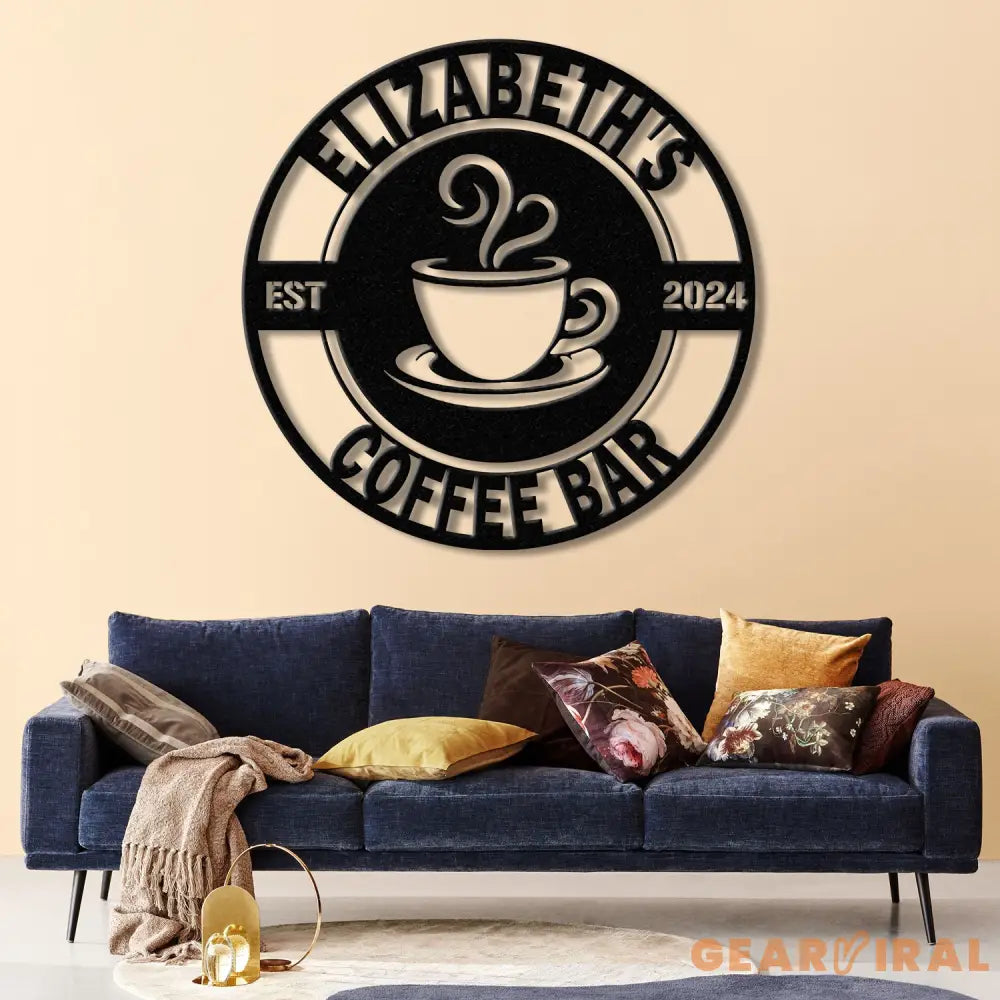 Custom Coffee Bar Metal Sign with Led Lights - Personalized Coffee Shop Sign - Cafe Bar Wall Art - Metal Coffee Decor