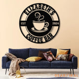 Custom Coffee Bar Metal Sign with Led Lights - Personalized Coffee Shop Sign - Cafe Bar Wall Art - Metal Coffee Decor