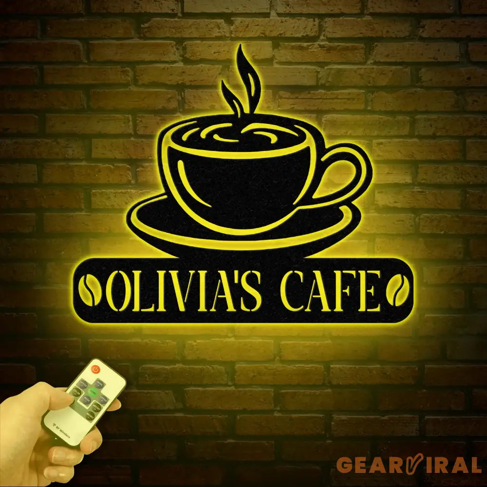 Custom Coffee Bar Metal Sign with Led Lights - Personalized Coffee Shop Sign - Cafe Bar Wall Art - Metal Coffee Decor