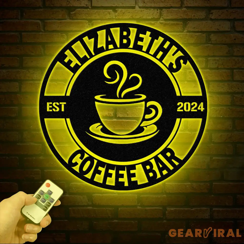 Custom Coffee Bar Metal Sign with Led Lights - Personalized Coffee Shop Sign - Cafe Bar Wall Art - Metal Coffee Decor