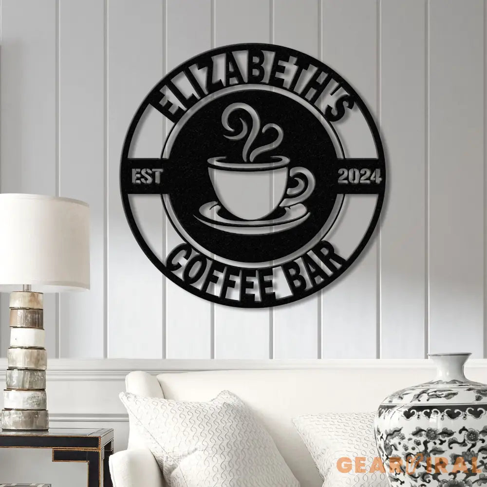 Custom Coffee Bar Metal Sign with Led Lights - Personalized Coffee Shop Sign - Cafe Bar Wall Art - Metal Coffee Decor