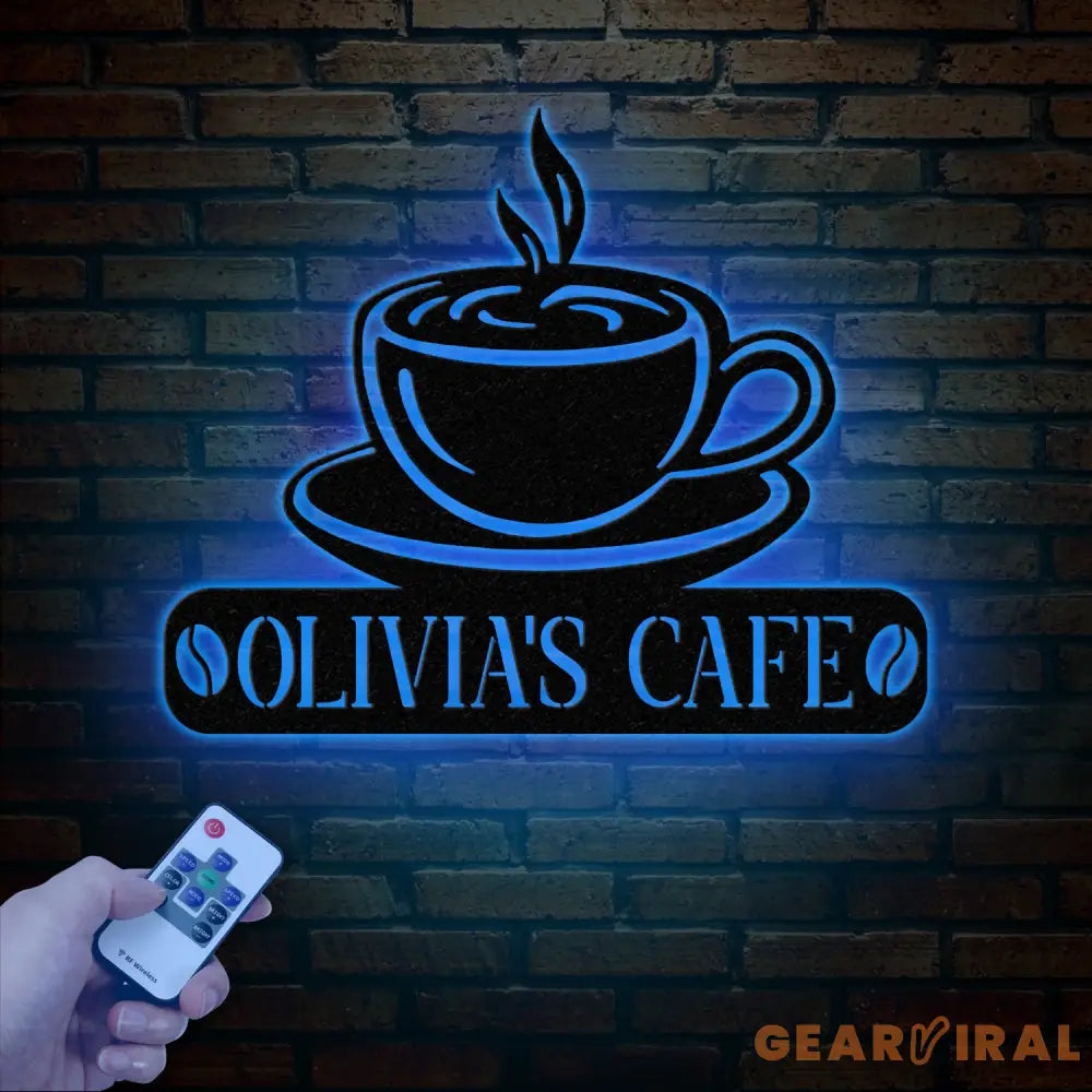 Custom Coffee Bar Metal Sign with Led Lights - Personalized Coffee Shop Sign - Cafe Bar Wall Art - Metal Coffee Decor