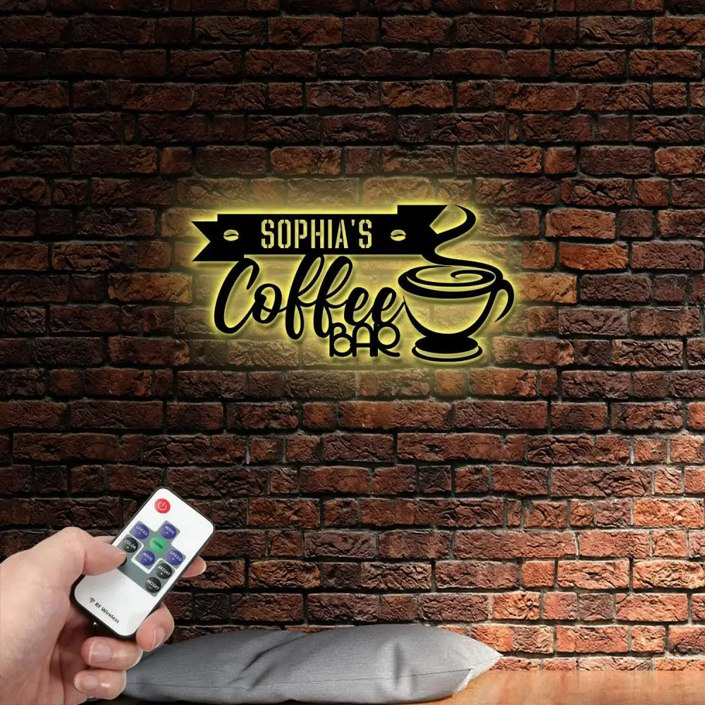 Custom Coffee Bar Metal Wall Sign-Coffee Bar Metal Wall Art-Coffee Metal Wall Decor-Coffee Led Decor-Coffee Bar Name