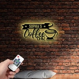 Custom Coffee Bar Metal Wall Sign-Coffee Bar Metal Wall Art-Coffee Metal Wall Decor-Coffee Led Decor-Coffee Bar Name