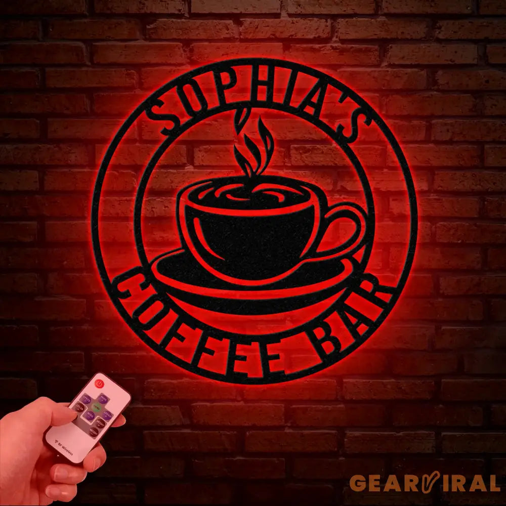 Custom Coffee Sign with Led Light- Café Wall Art - Metal Coffee Station Decor - Perfect for Coffee Lovers and Kitchen