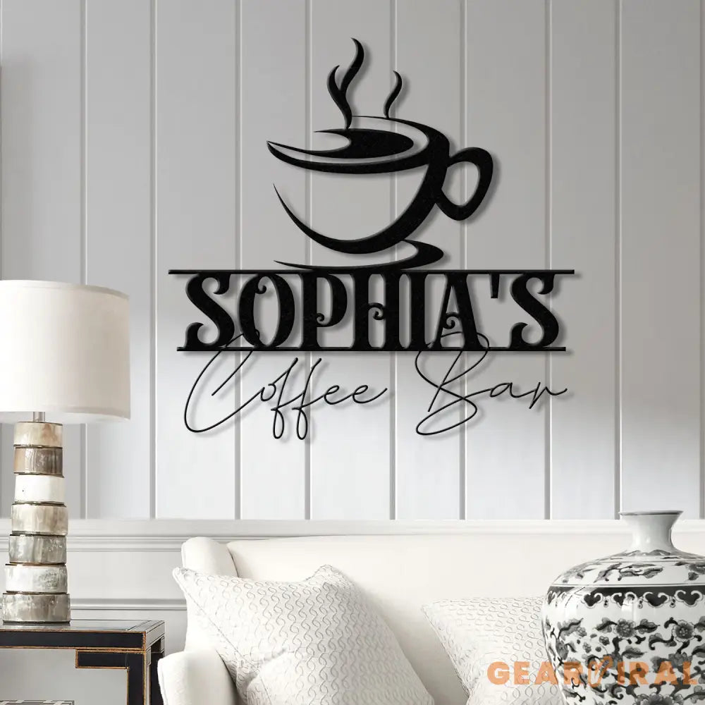 Custom Coffee Sign with Led Light- Café Wall Art - Metal Coffee Station Decor - Perfect for Coffee Lovers and Kitchen