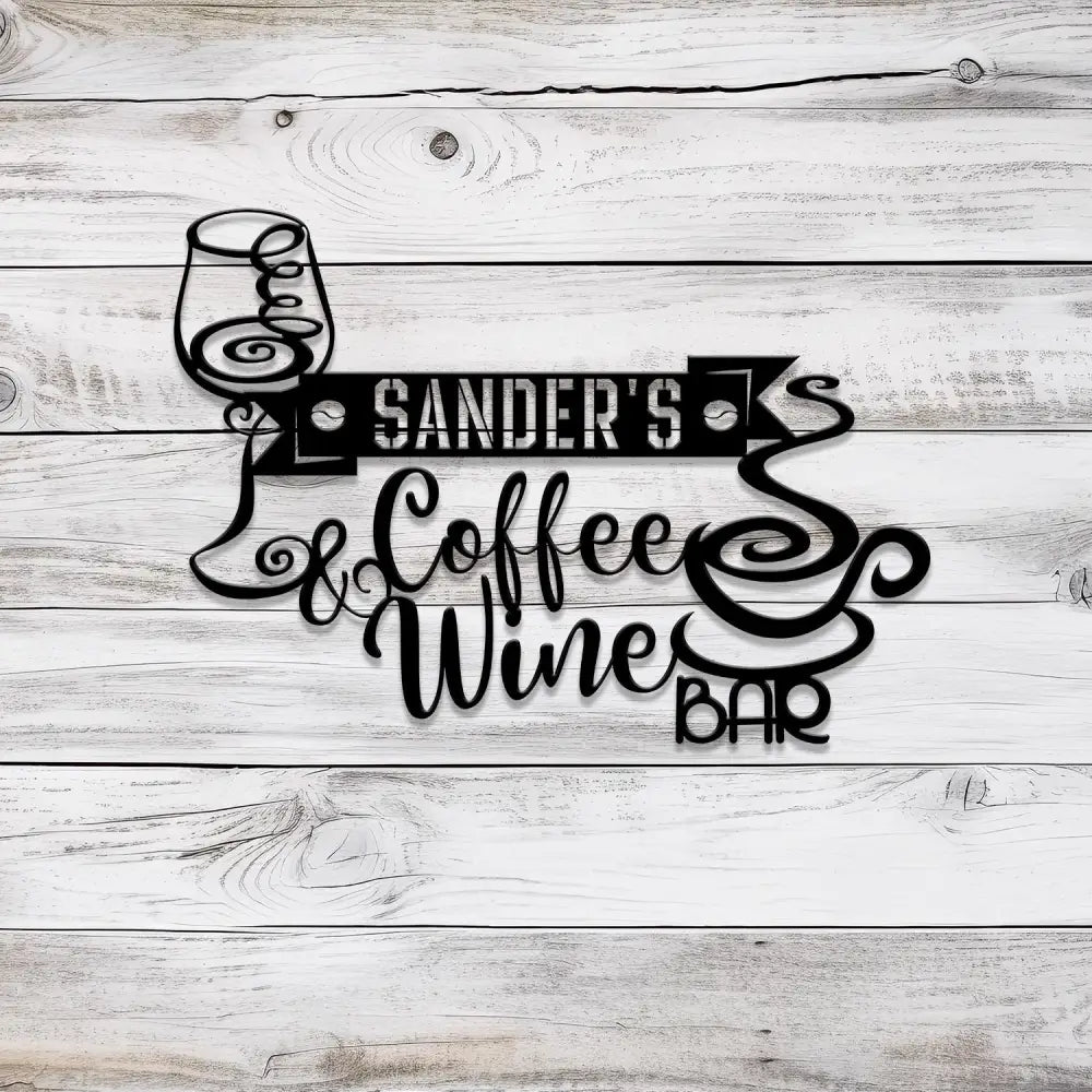 Custom Coffee & Wine Bar Pub Metal Sign with Led Light Personalized Wine Bar Wall Art Kitchen Decoration Bar Sign
