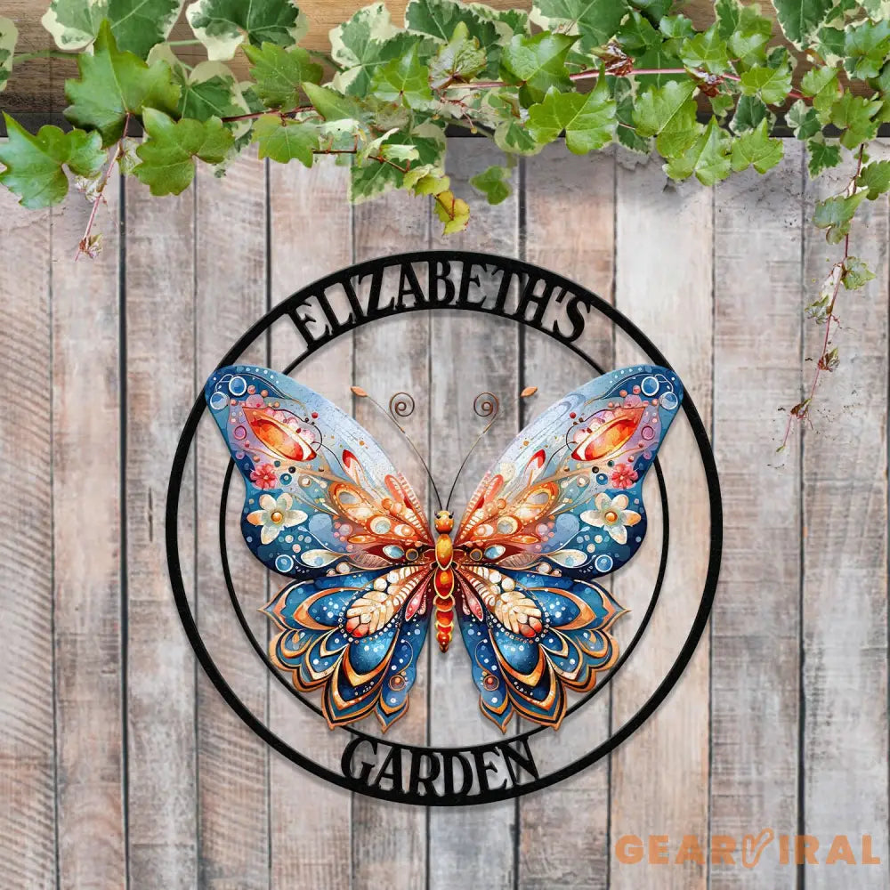 Custom Colored Butterfly Garden Sign Butterfly Garden Sign Personalized Garden Decor Custom Garden Name Sign Butterfly
