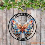 Custom Colored Butterfly Garden Sign Butterfly Garden Sign Personalized Garden Decor Custom Garden Name Sign Butterfly