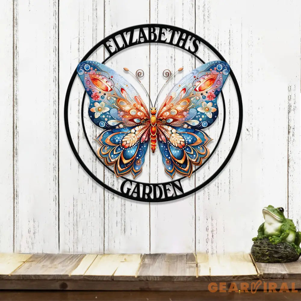 Custom Colored Butterfly Garden Sign Butterfly Garden Sign Personalized Garden Decor Custom Garden Name Sign Butterfly