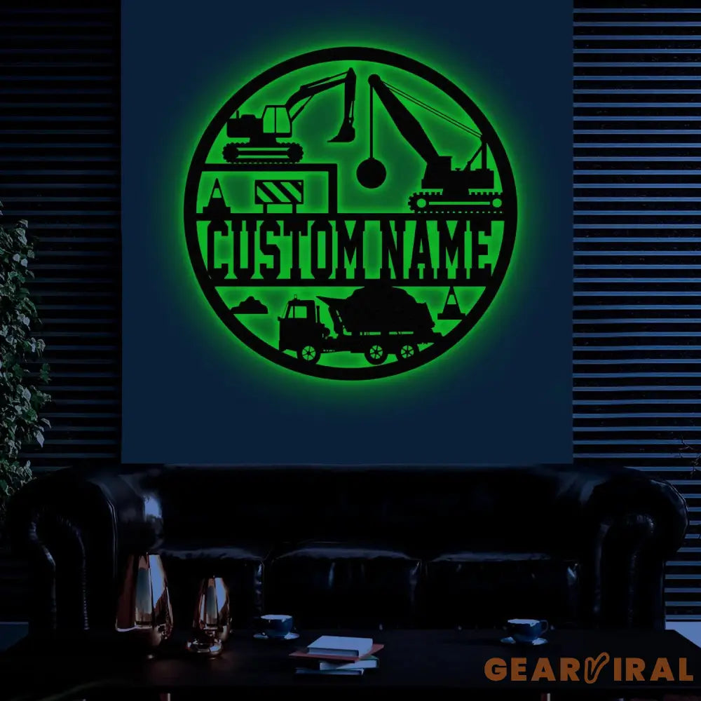 Custom Construction Name Sign with Led Light Personalized Construction Name Sign Decoration For Room Boy Room Decor
