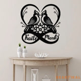 Custom Couple Cardinal Birds Metal Sign with Led Light Anniversary Gift For Parents Wedding Anniversary Metal Wall Art