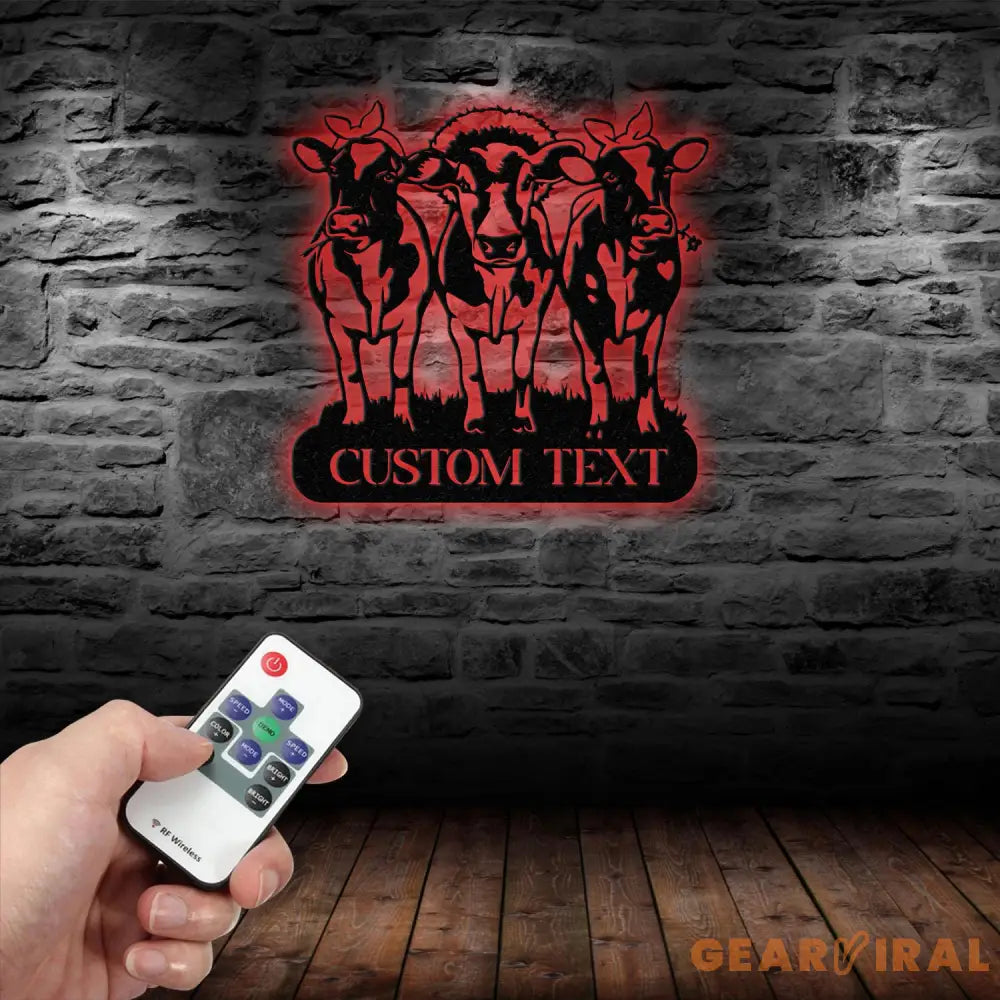 Custom Cow Metal Sign with Led Light Cow Cattle Metal Wall Art Custom Cow Farm Sign Cow Ranch Decor Cows Gift Cow