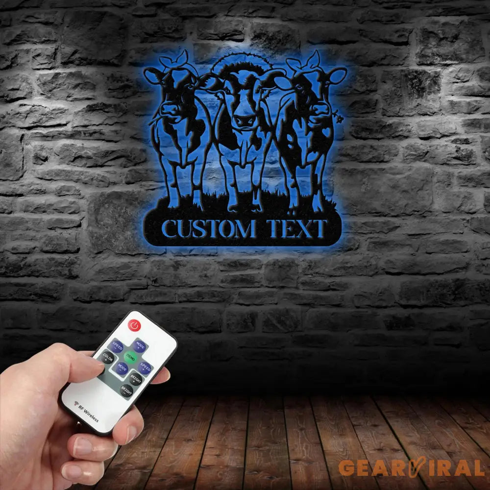 Custom Cow Metal Sign with Led Light Cow Cattle Metal Wall Art Custom Cow Farm Sign Cow Ranch Decor Cows Gift Cow