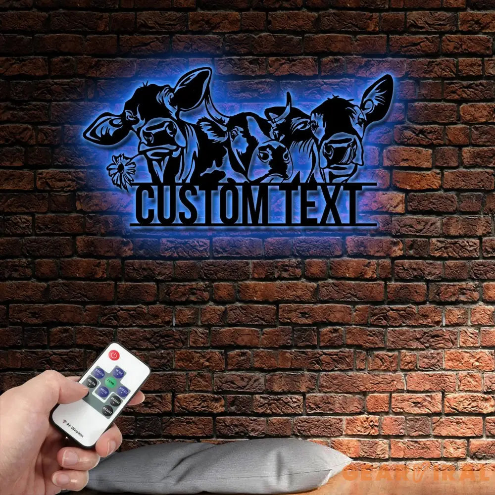 Custom Cow Metal Sign with Led Light,Cow Cattle Metal Wall Art,Custom Cow Farm Sign,Cow Ranch Decor,Cows Gift,Cow