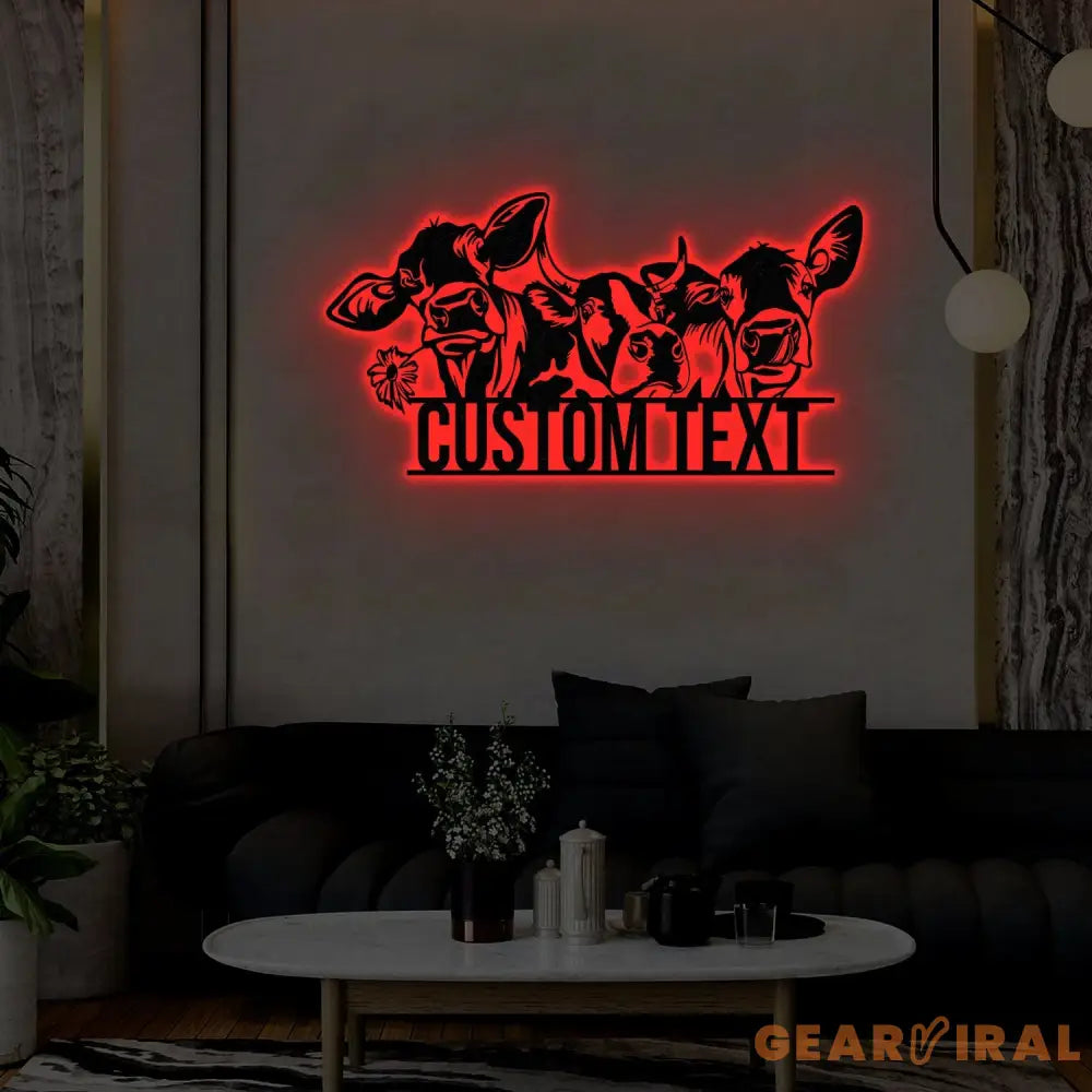Custom Cow Metal Sign with Led Light,Cow Cattle Metal Wall Art,Custom Cow Farm Sign,Cow Ranch Decor,Cows Gift,Cow