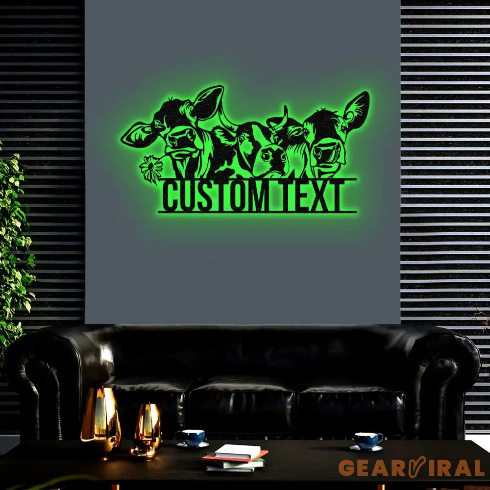 Custom Cow Metal Sign with Led Light,Cow Cattle Metal Wall Art,Custom Cow Farm Sign,Cow Ranch Decor,Cows Gift,Cow
