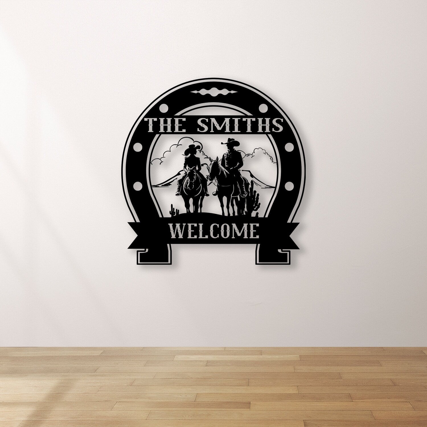 Custom Cowboy Cowgirl Couple Metal Wall Art LED Light, Personalized Family Name Sign, Couple's Ranch Sign, Western CowBoy sign, Country Living Decor