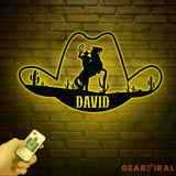 Custom Cowboy Hat Metal Sign Personalized Rodeo Wall Art Western Ranch Decor Cowboy Name Sign Rustic Ranch Metal Art