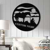 Custom Cowboy Metal Wall Art With LED Light Personalized Cowboy Name Sign Decoration For Room Cowboy Metal LED Decor