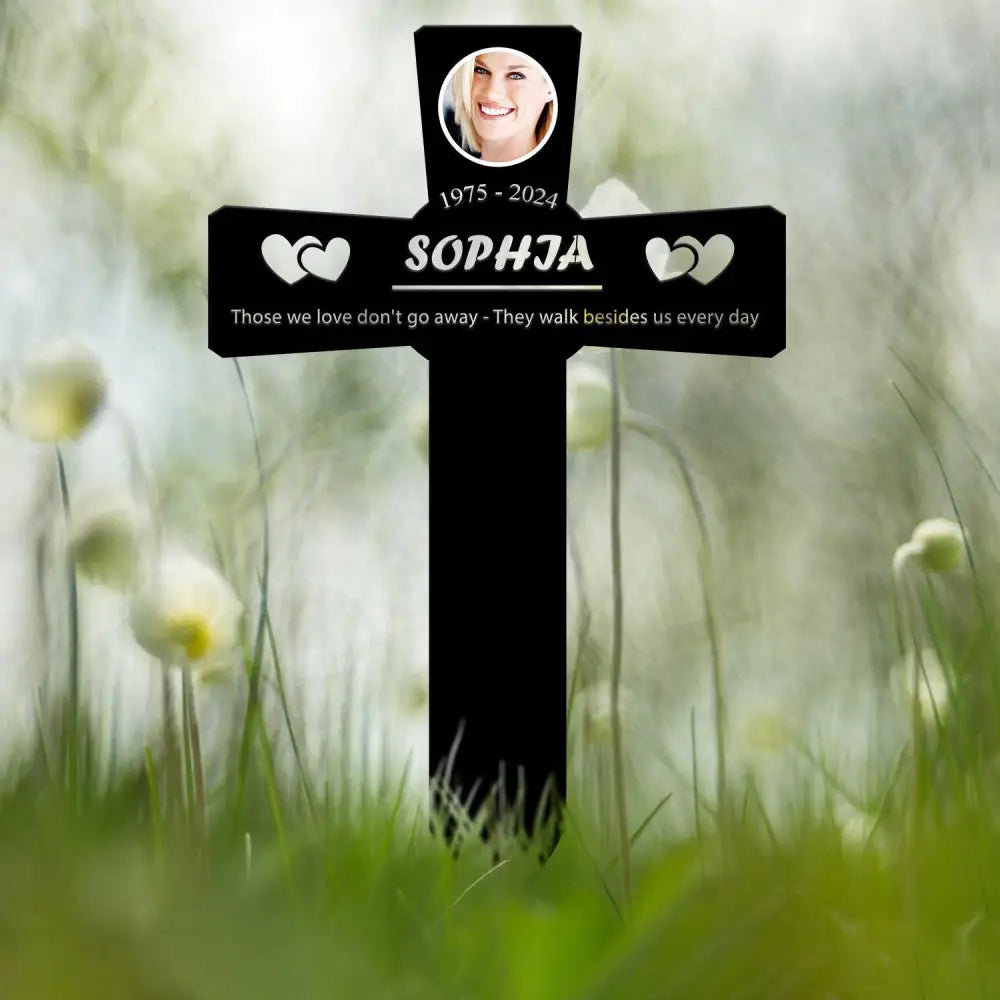 Custom Cross Photo Grave Marker Temporary Grave Marker With Photo Outdoor Memorial Plaque Sympathy Plaque Remembrance