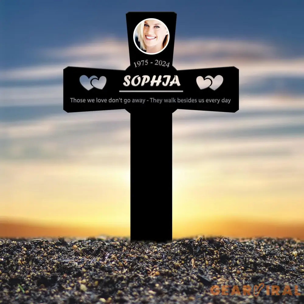 Custom Cross Photo Grave Marker Temporary Grave Marker With Photo Outdoor Memorial Plaque Sympathy Plaque Remembrance