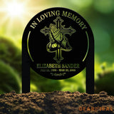 Custom Cross with Praying Hand Memorial Plaque Stake Religion Metal Stake Sympathy Sign Grave Marker Remembrance Stake