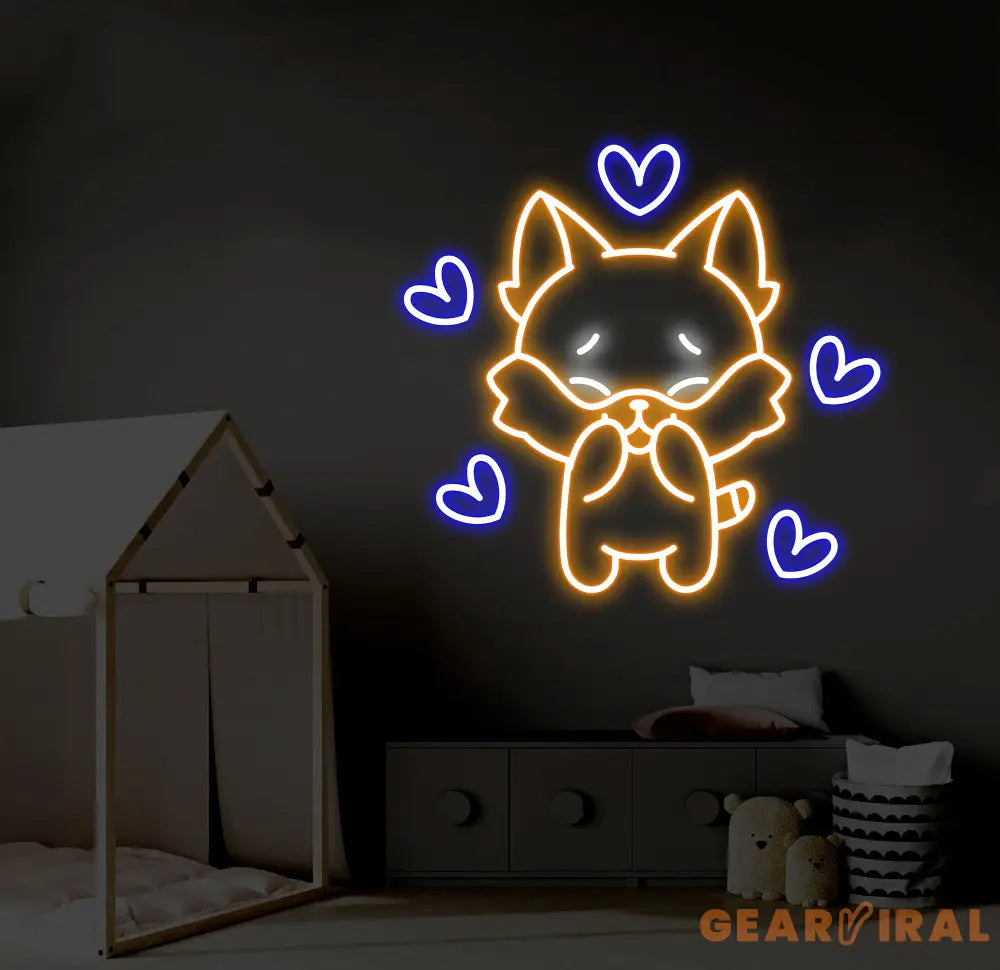 Custom Cute Fox Neon Sign LED Fox Light Animal Lover Neon Wall Art Personalized Fox Room Decor Gifts for Kids Custom