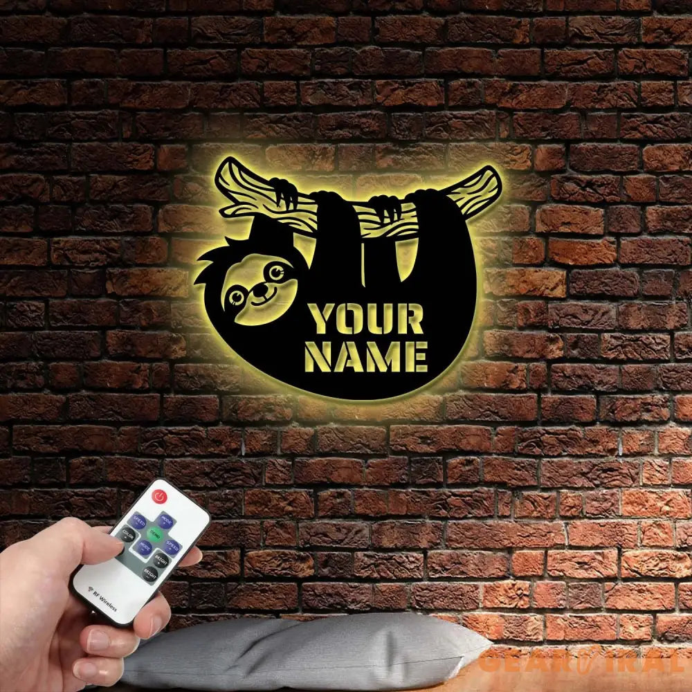 Custom Cute Sloth Metal Wall Art LED Light Sloth Metal Wall Light Custom Sloth Animal Led Wall Sign Wild Life Led Wall