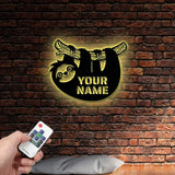 Custom Cute Sloth Metal Wall Art LED Light Sloth Metal Wall Light Custom Sloth Animal Led Wall Sign Wild Life Led Wall