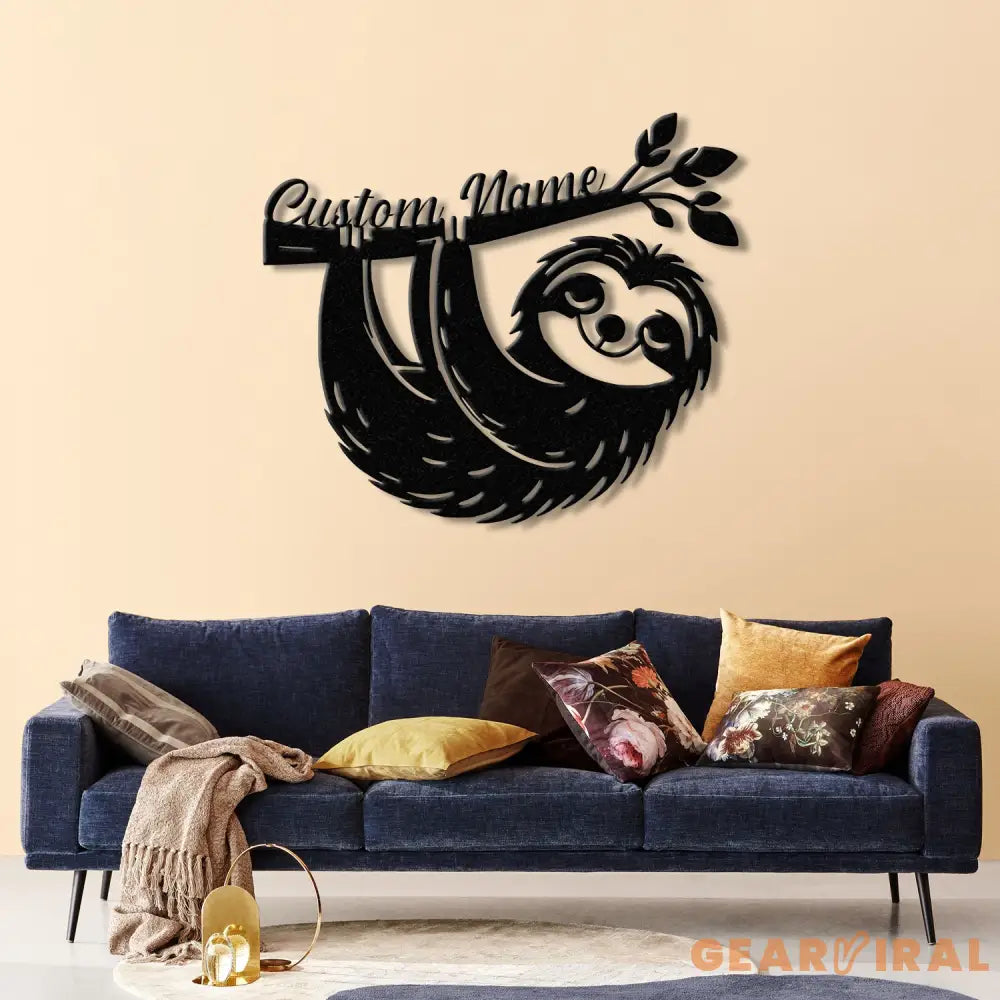 Custom Cute Sloth Metal Wall Art LED Light - Personalized Funny Lazy Sloth Lover Name Sign Home Decor - Ideal for Home