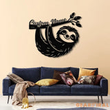 Custom Cute Sloth Metal Wall Art LED Light - Personalized Funny Lazy Sloth Lover Name Sign Home Decor - Ideal for Home