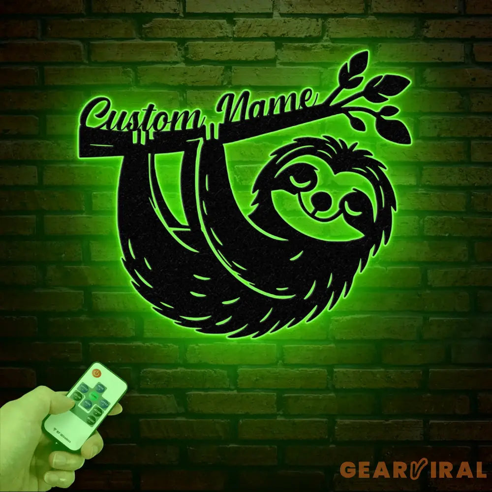 Custom Cute Sloth Metal Wall Art LED Light - Personalized Funny Lazy Sloth Lover Name Sign Home Decor - Ideal for Home
