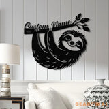 Custom Cute Sloth Metal Wall Art LED Light - Personalized Funny Lazy Sloth Lover Name Sign Home Decor - Ideal for Home