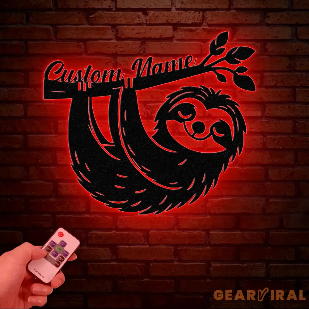 Custom Cute Sloth Metal Wall Art LED Light - Personalized Funny Lazy Sloth Lover Name Sign Home Decor - Ideal for Home