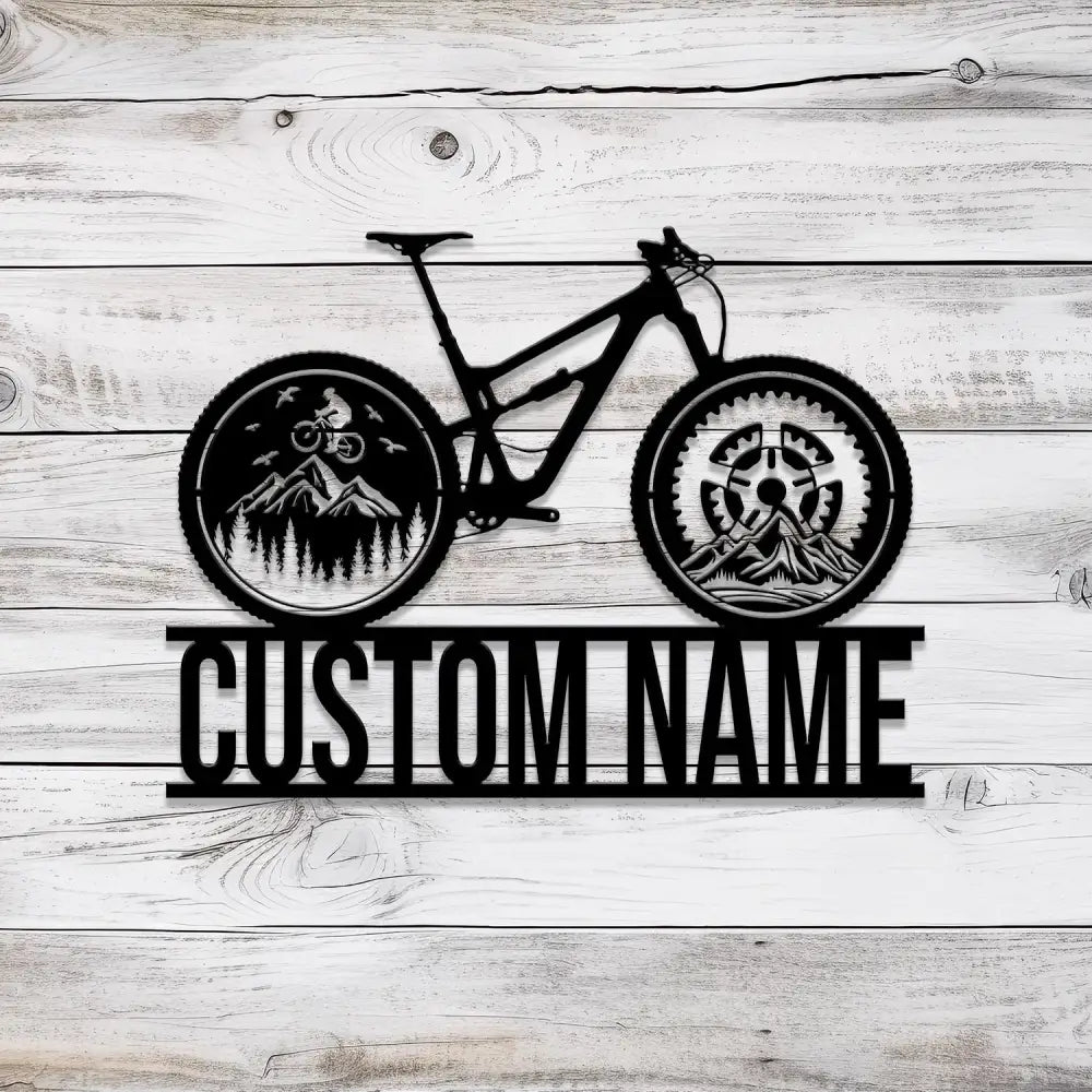 Custom Cyclist Mountain Bike Metal Sign with LED Light Personalized Bicycle MTB Name Sign Biker Decoration Racer Gifts