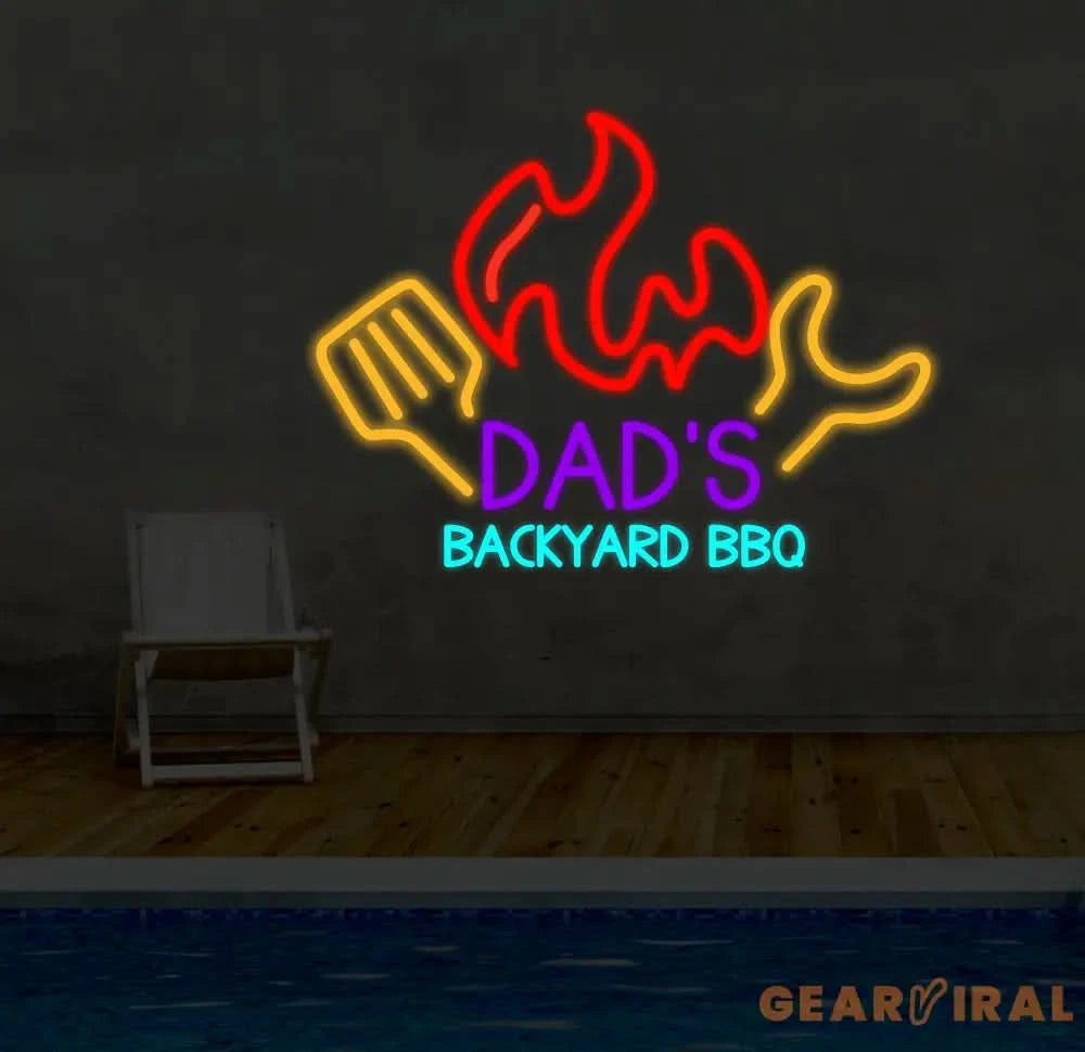 Custom Dad’s BBQ Neon Signs Barbecue Neon Sign Lights Backyard BBQ Name Sign Patio Neon Sign Outdoor Decor Gift for Dad