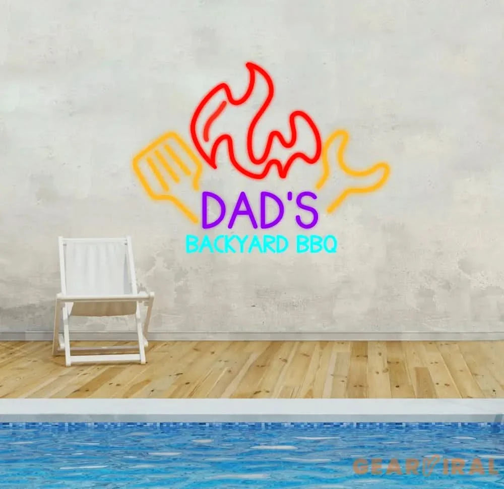 Custom Dad’s BBQ Neon Signs Barbecue Neon Sign Lights Backyard BBQ Name Sign Patio Neon Sign Outdoor Decor Gift for Dad