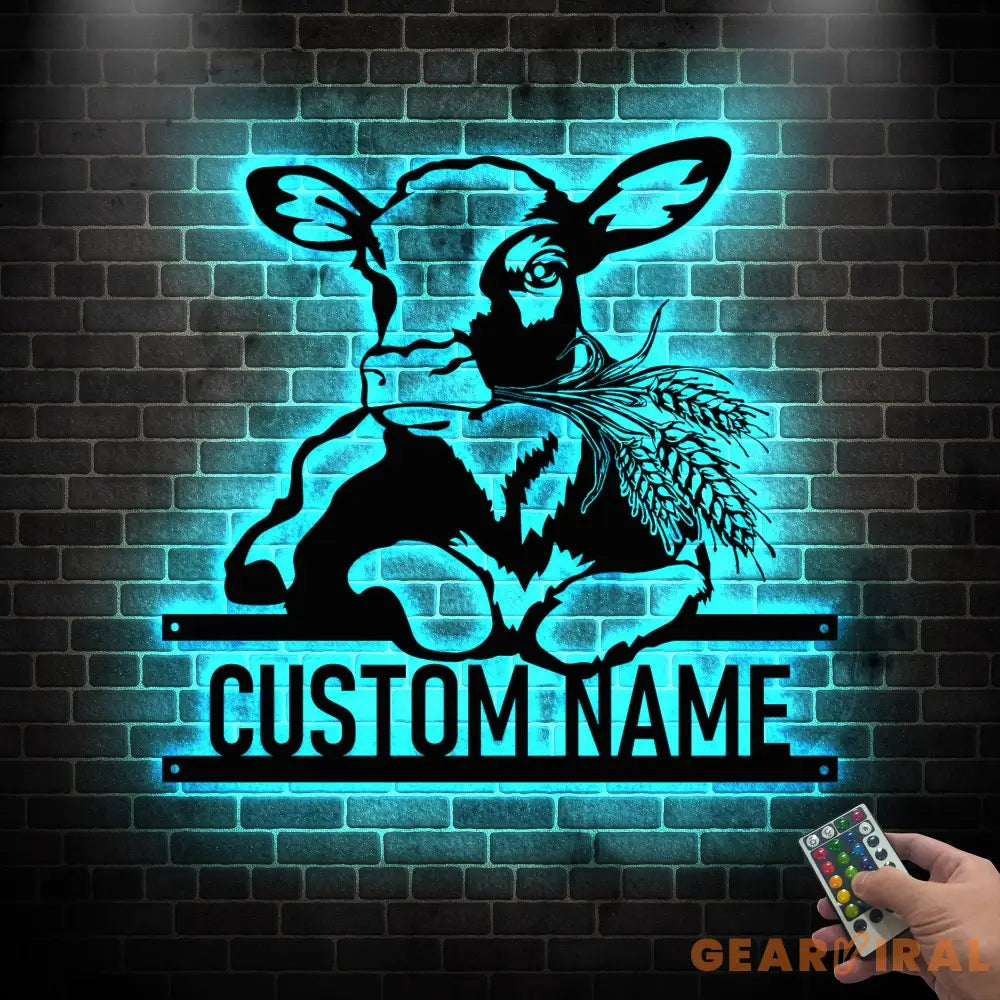Custom Dairy Cow Farmhouse Metal Wall Art LED Light - Dairy Cow Sign - Funny Calf Farm Sign Home Decor - Dairy Cow for