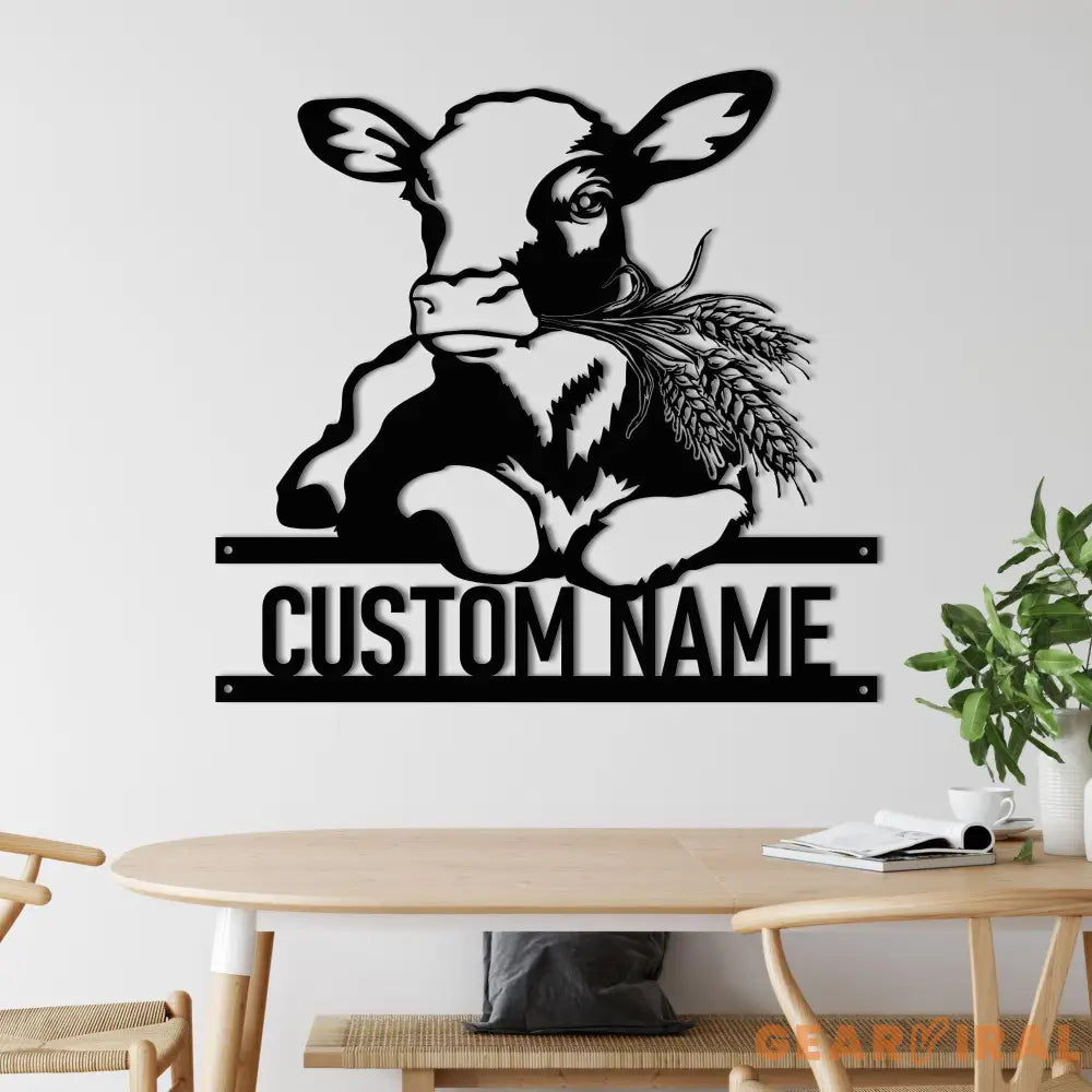 Custom Dairy Cow Farmhouse Metal Wall Art LED Light - Dairy Cow Sign - Funny Calf Farm Sign Home Decor - Dairy Cow for