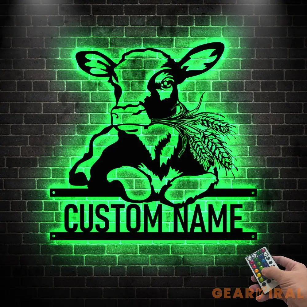 Custom Dairy Cow Farmhouse Metal Wall Art LED Light - Dairy Cow Sign - Funny Calf Farm Sign Home Decor - Dairy Cow for