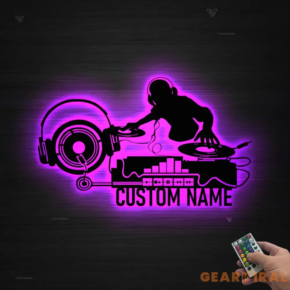 Custom Deejay Headphones Name Sign Wall Art With Led Lights Personalized DJ Disc Jockey Music Metal Home Decor Dee Jay