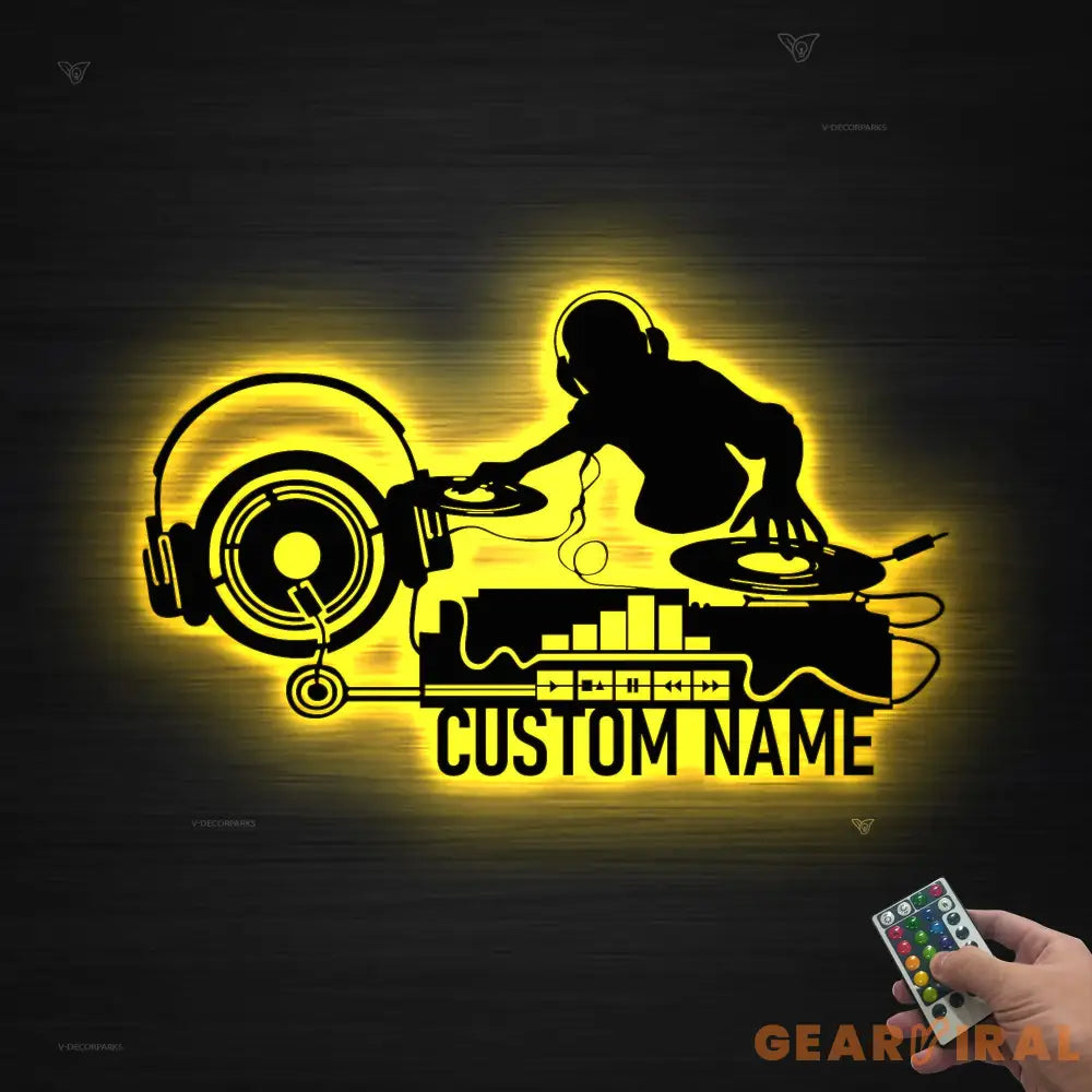 Custom Deejay Headphones Name Sign Wall Art With Led Lights Personalized DJ Disc Jockey Music Metal Home Decor Dee Jay