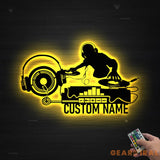 Custom Deejay Headphones Name Sign Wall Art With Led Lights Personalized DJ Disc Jockey Music Metal Home Decor Dee Jay