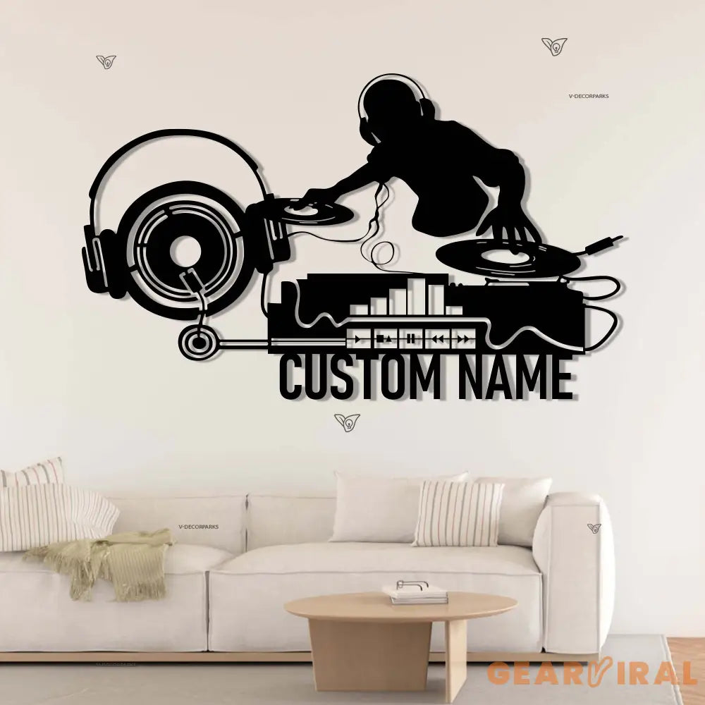 Custom Deejay Headphones Name Sign Wall Art With Led Lights Personalized DJ Disc Jockey Music Metal Home Decor Dee Jay