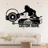 Custom Deejay Headphones Name Sign Wall Art With Led Lights Personalized DJ Disc Jockey Music Metal Home Decor Dee Jay