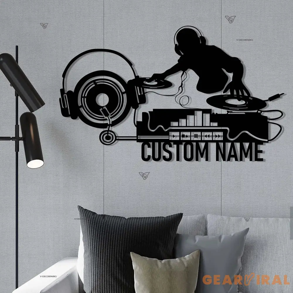 Custom Deejay Headphones Name Sign Wall Art With Led Lights Personalized DJ Disc Jockey Music Metal Home Decor Dee Jay