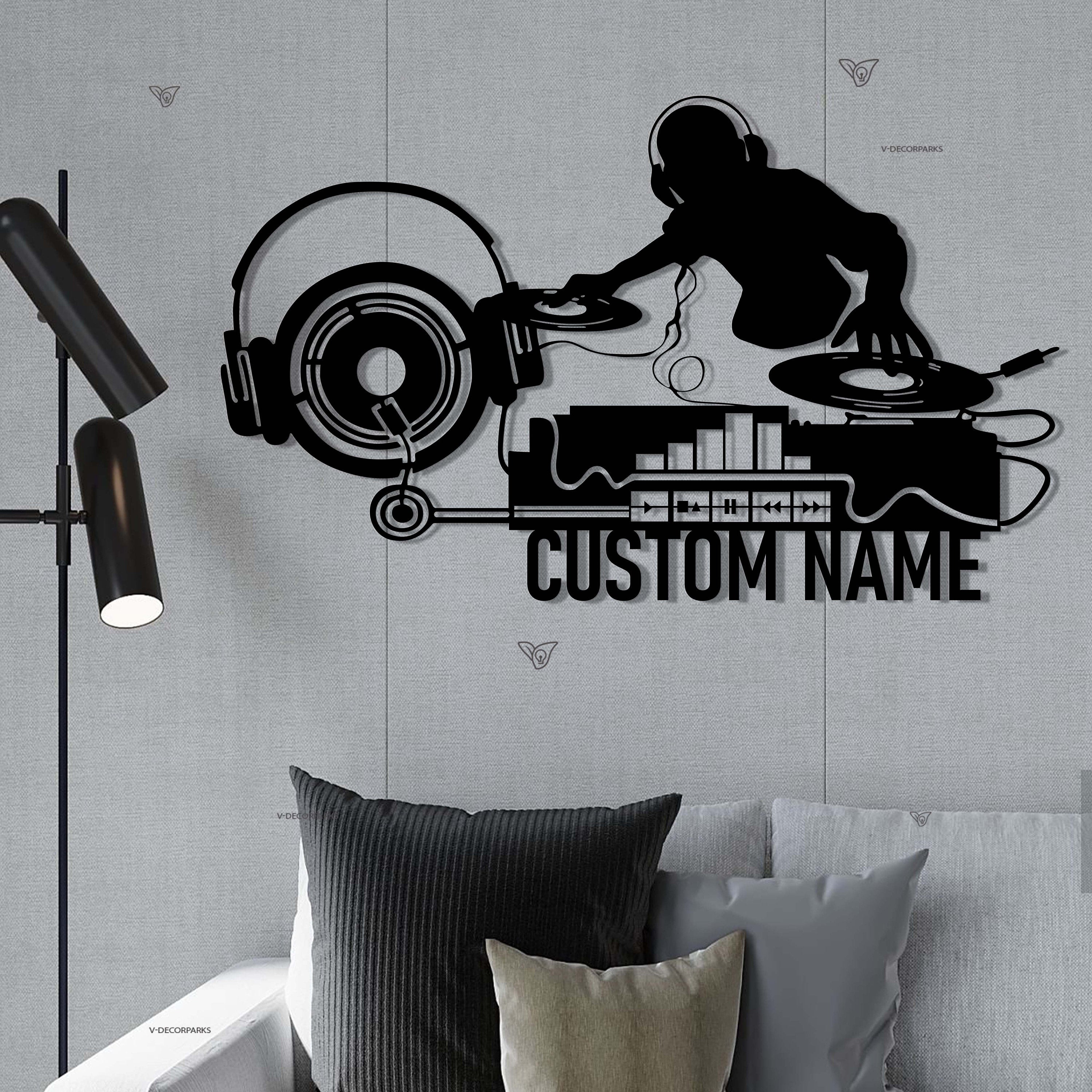 Custom Deejay Headphones Name Sign Wall Art With Led Lights Personalized DJ Disc Jockey Music Metal Home Decor Dee Jay Music Club Decoration | GearViral