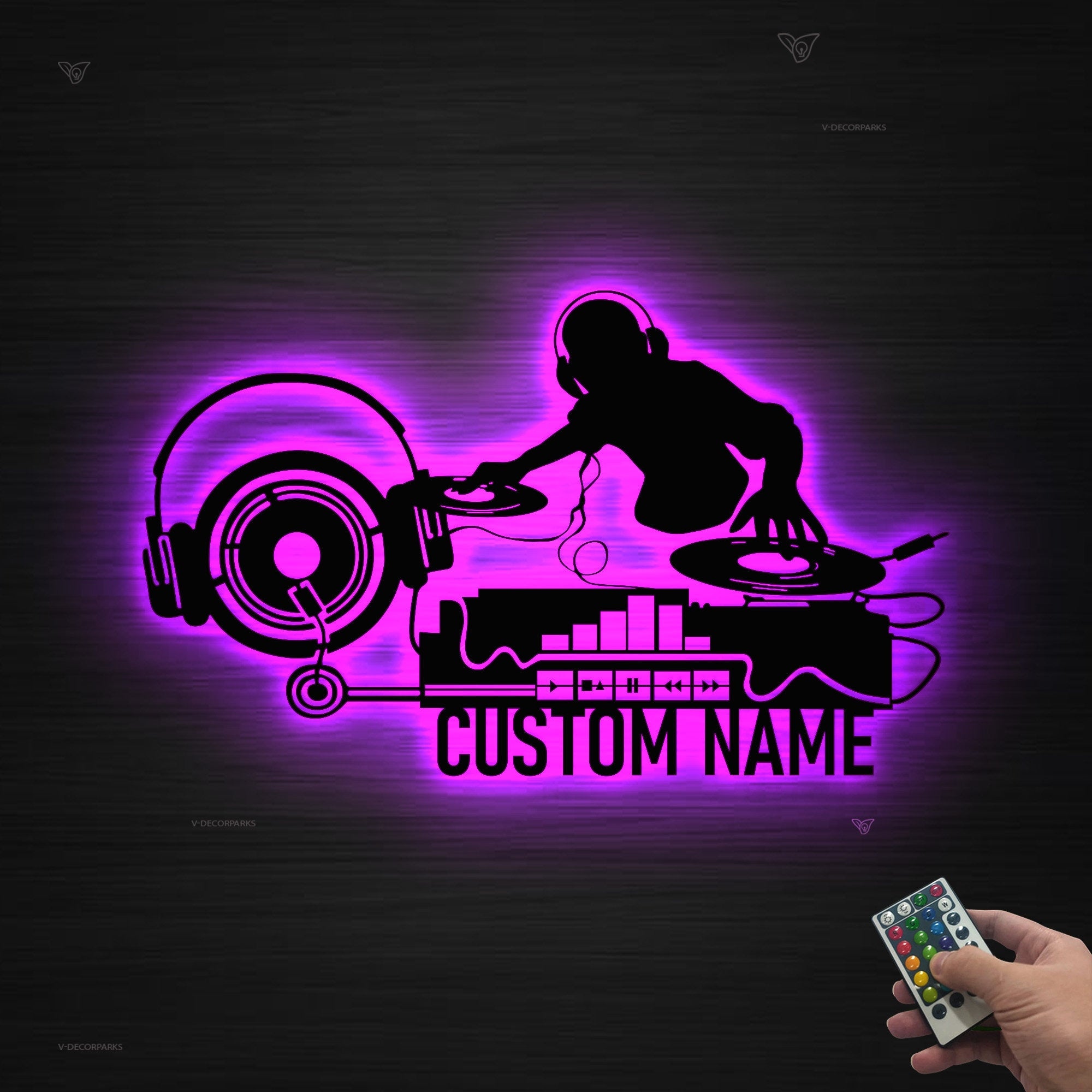 Custom Deejay Headphones Name Sign Wall Art With Led Lights Personalized DJ Disc Jockey Music Metal Home Decor Dee Jay Music Club Decoration | GearViral