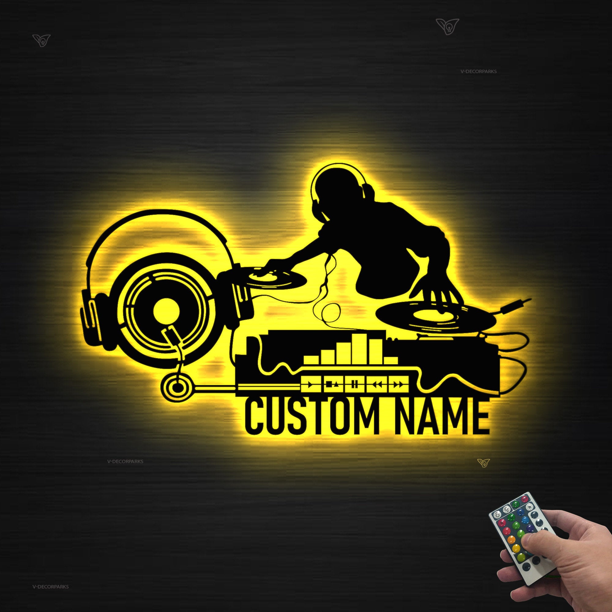 Custom Deejay Headphones Name Sign Wall Art With Led Lights Personalized DJ Disc Jockey Music Metal Home Decor Dee Jay Music Club Decoration | GearViral